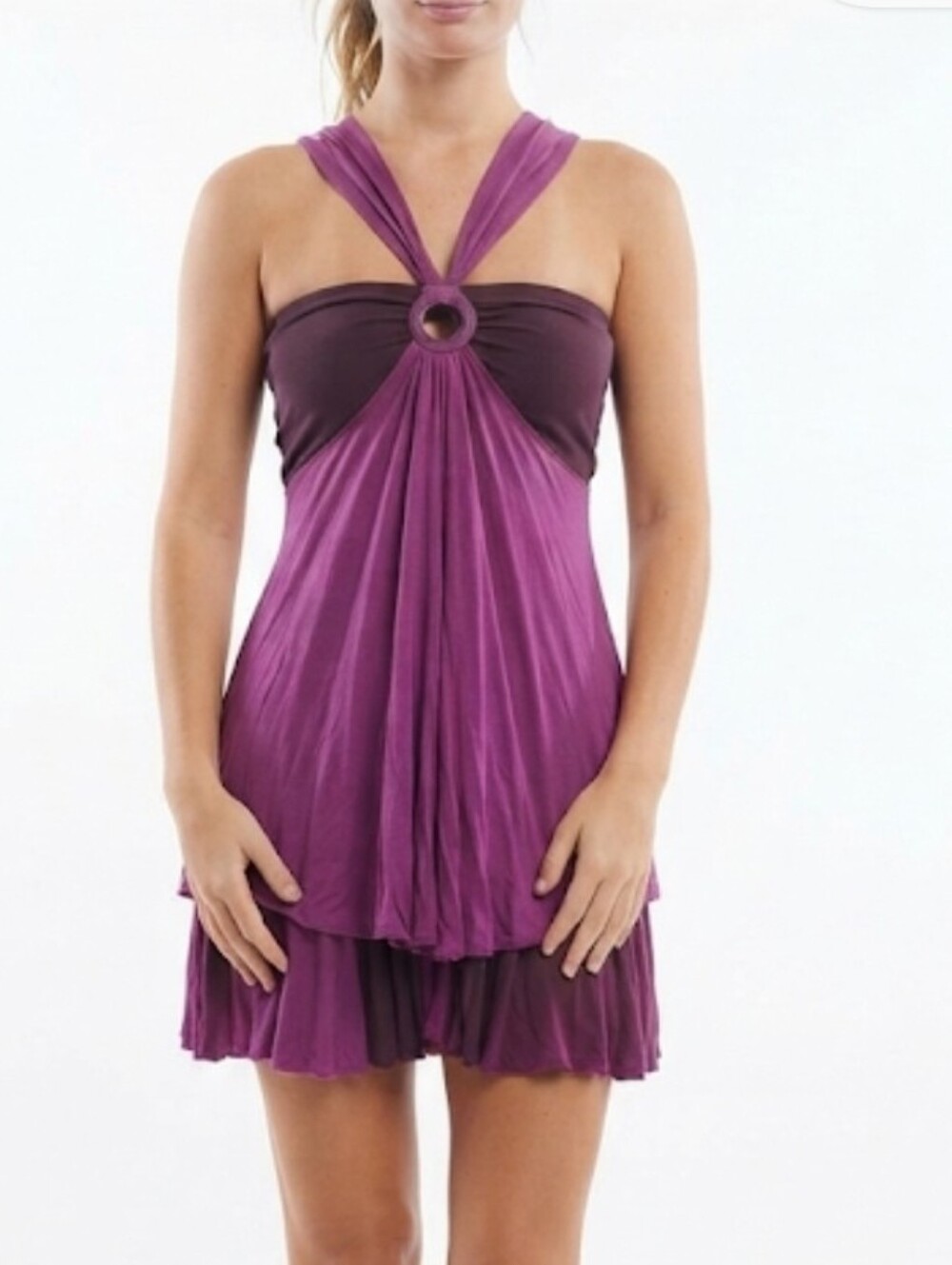 Vintage Free People Purple Halter Ring Sundress Size S